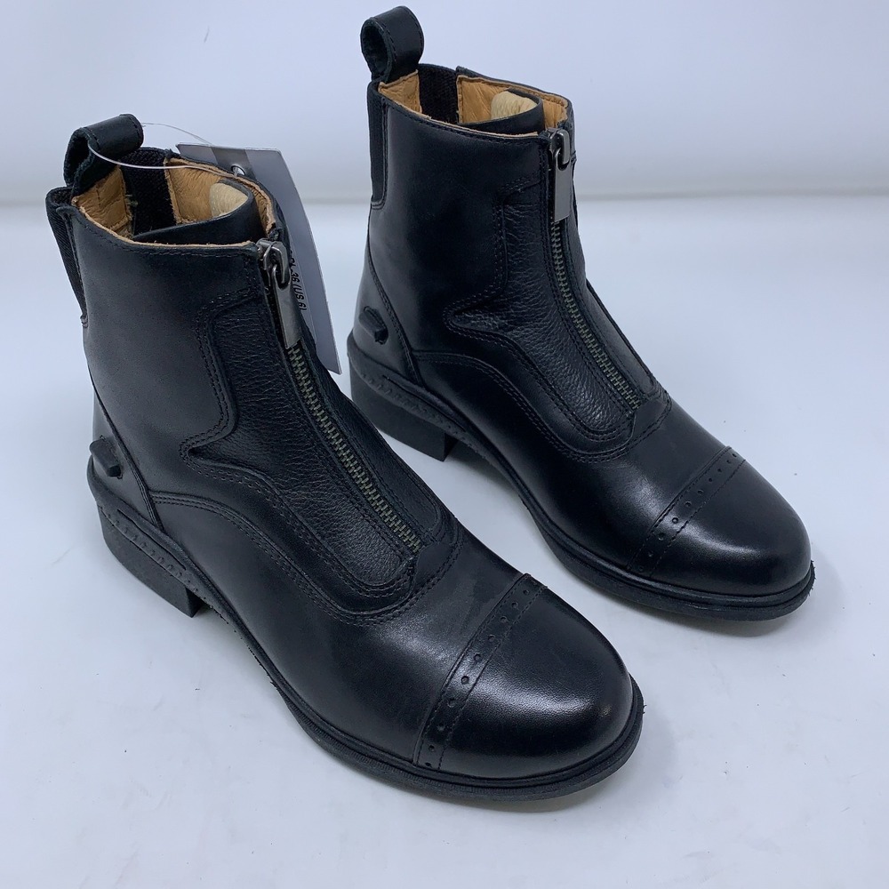 Horze Womens Shoe Size 6 Black Leather Suffolk Front-Zip Paddock Boots NWB